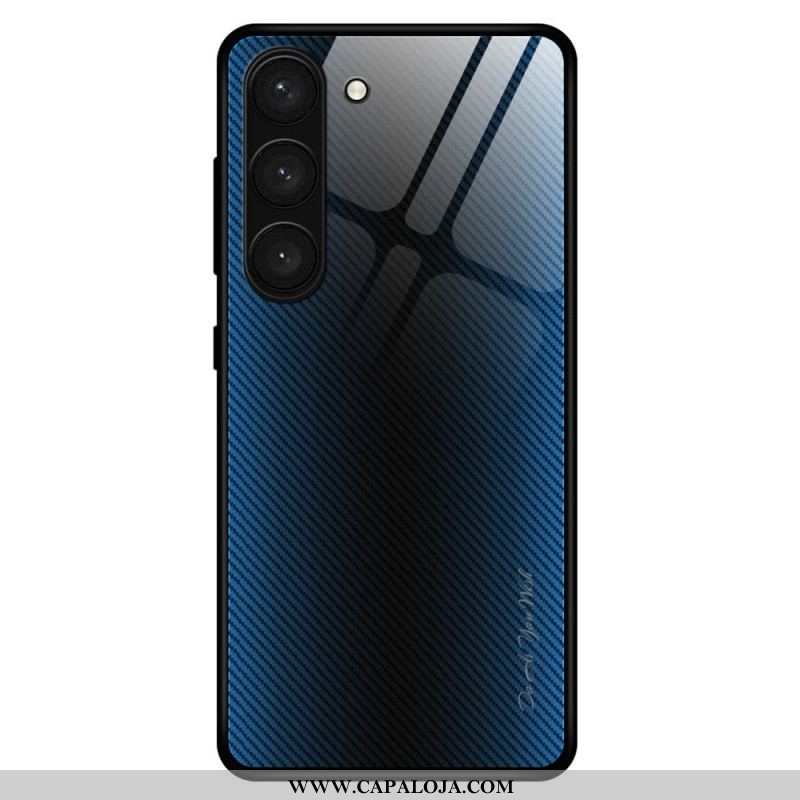 Capa Para Samsung Galaxy S23 5G Vidro Temperado De Fibra De Carbono