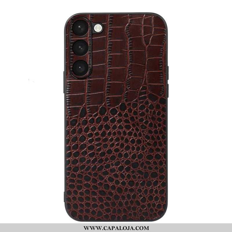 Capa Para Samsung Galaxy S23 Plus 5G Couro Genuíno Estilo Crocodilo