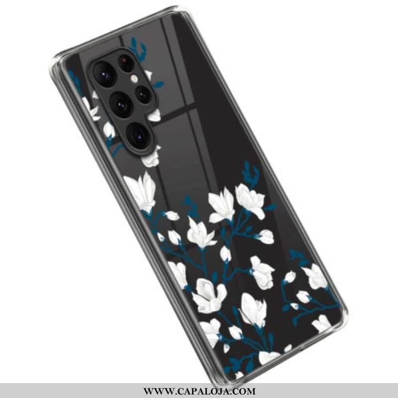 Capa Para Samsung Galaxy S23 Ultra 5G Flores Brancas