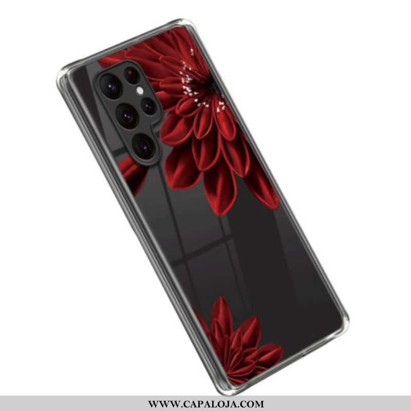 Capa Para Samsung Galaxy S23 Ultra 5G Flores Vermelhas