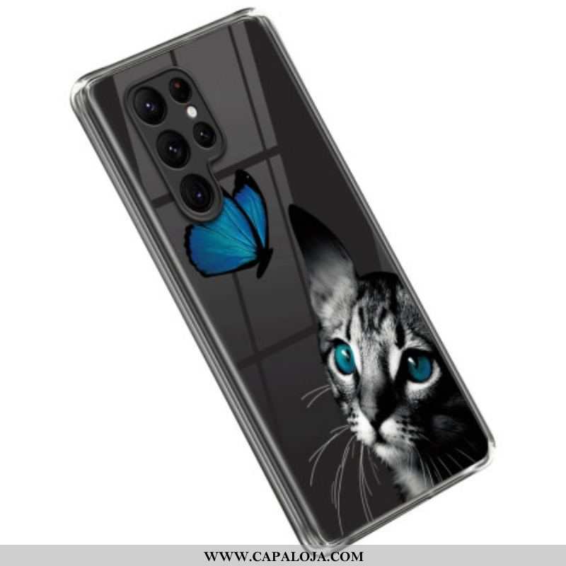 Capa Para Samsung Galaxy S23 Ultra 5G Gato E Borboleta