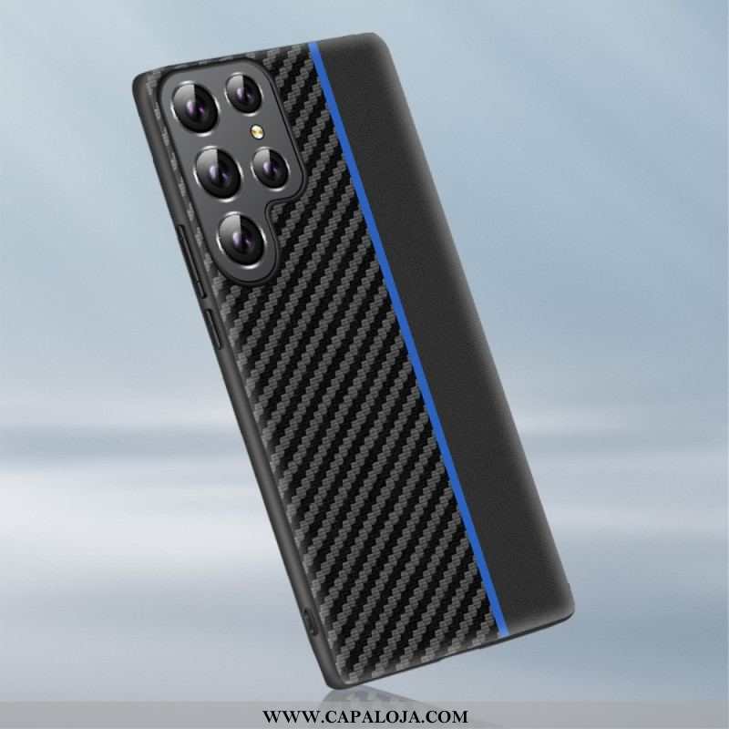 Capa Para Samsung Galaxy S23 Ultra 5G Linha De Fibra De Carbono