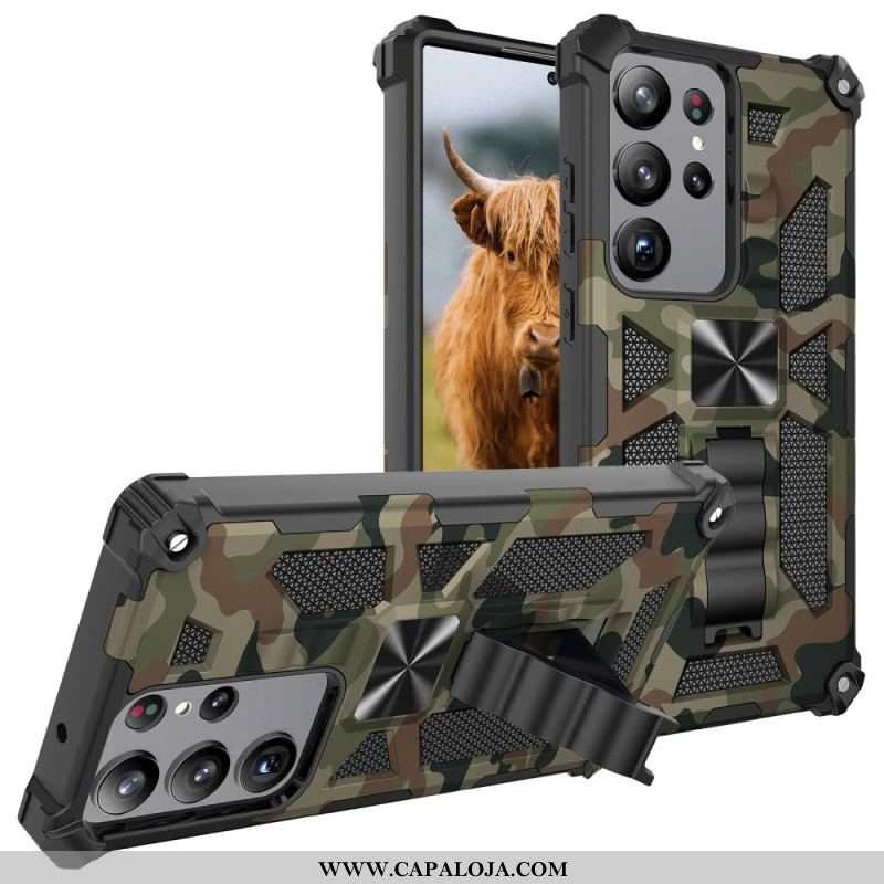 Capa Para Samsung Galaxy S23 Ultra 5G Suporte Removível De Camuflagem