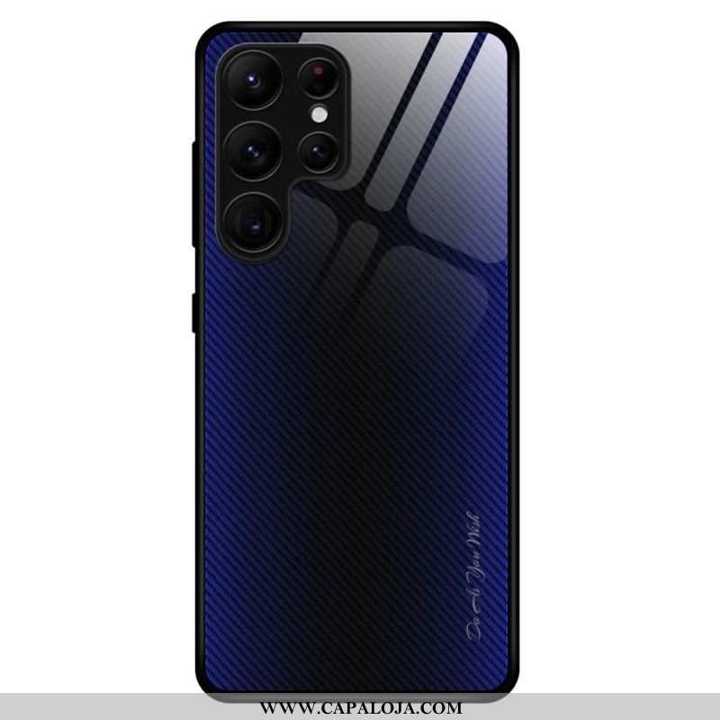 Capa Para Samsung Galaxy S23 Ultra 5G Vidro Temperado De Fibra De Carbono