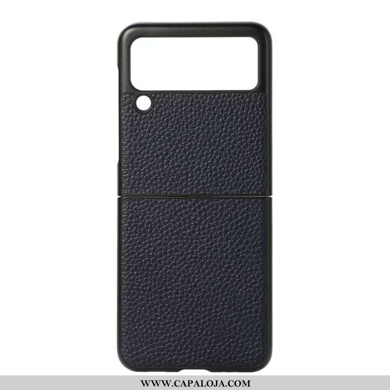 Capa Para Samsung Galaxy Z Flip 3 5G De Couro Couro Cor De Lichia Genuíno