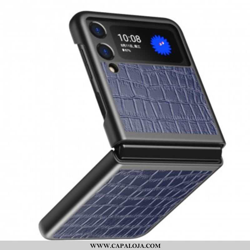 Capa Para Samsung Galaxy Z Flip 3 5G De Couro Estilo De Pele De Crocodilo