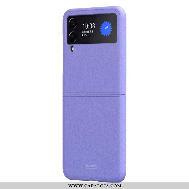 Capa Para Samsung Galaxy Z Flip 3 5G De Couro Estilo Jato De Areia