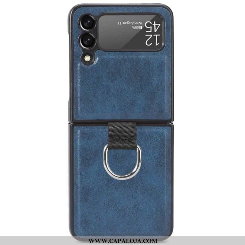 Capa Para Samsung Galaxy Z Flip 3 5G De Couro Estilo Vintage De Couro Com Anel