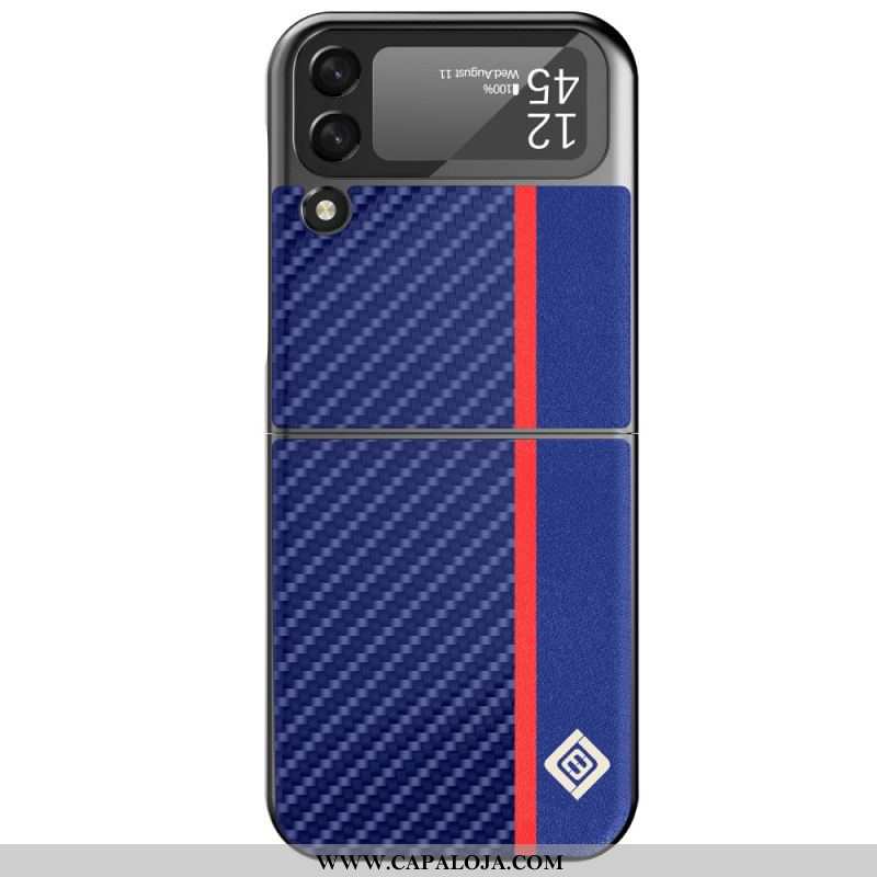 Capa Para Samsung Galaxy Z Flip 3 5G De Couro Fibra De Carbono Lc.imeeke