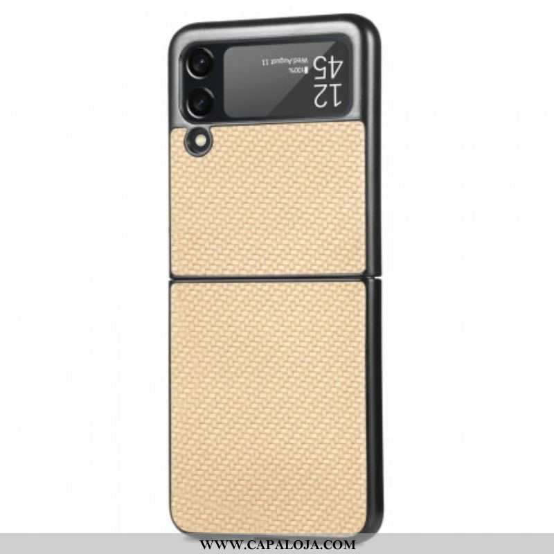 Capa Para Samsung Galaxy Z Flip 3 5G De Couro Fibra De Carbono Texturizada