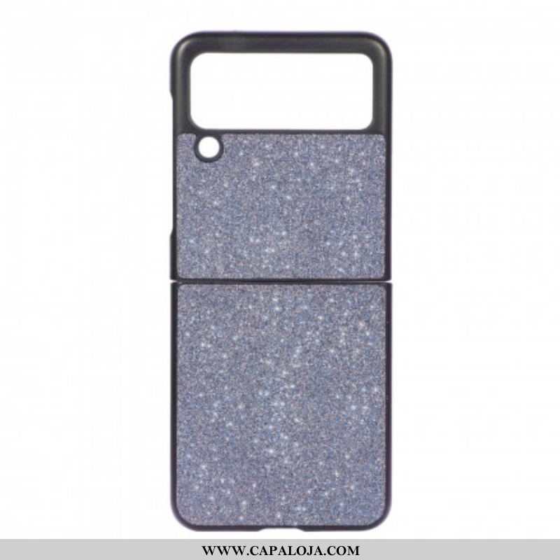 Capa Para Samsung Galaxy Z Flip 3 5G De Couro Lantejoulas Premium