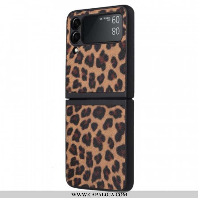 Capa Para Samsung Galaxy Z Flip 3 5G De Couro Leopardo