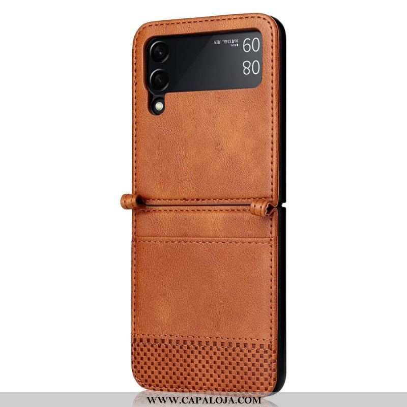 Capa Para Samsung Galaxy Z Flip 3 5G De Couro Titular De Cartão Estilo Couro Vintage