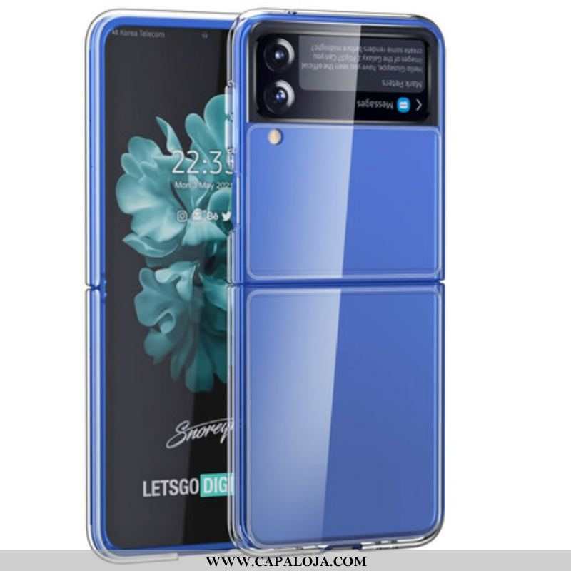 Capa Para Samsung Galaxy Z Flip 3 5G De Couro Transparente