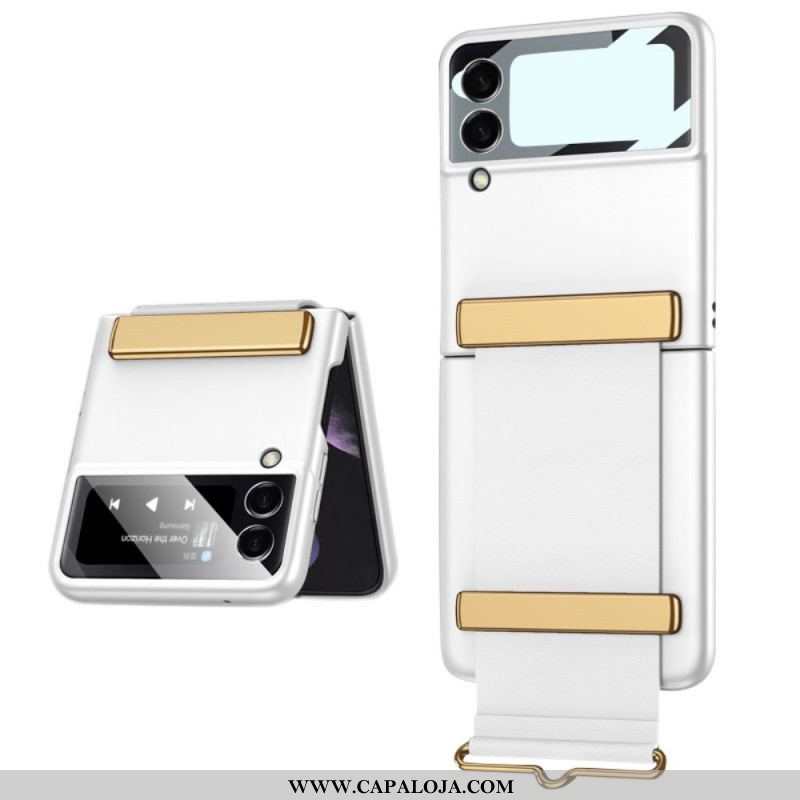 Capa Para Samsung Galaxy Z Flip 3 5G De Couro Vidro Temperado Com Alça Gkk