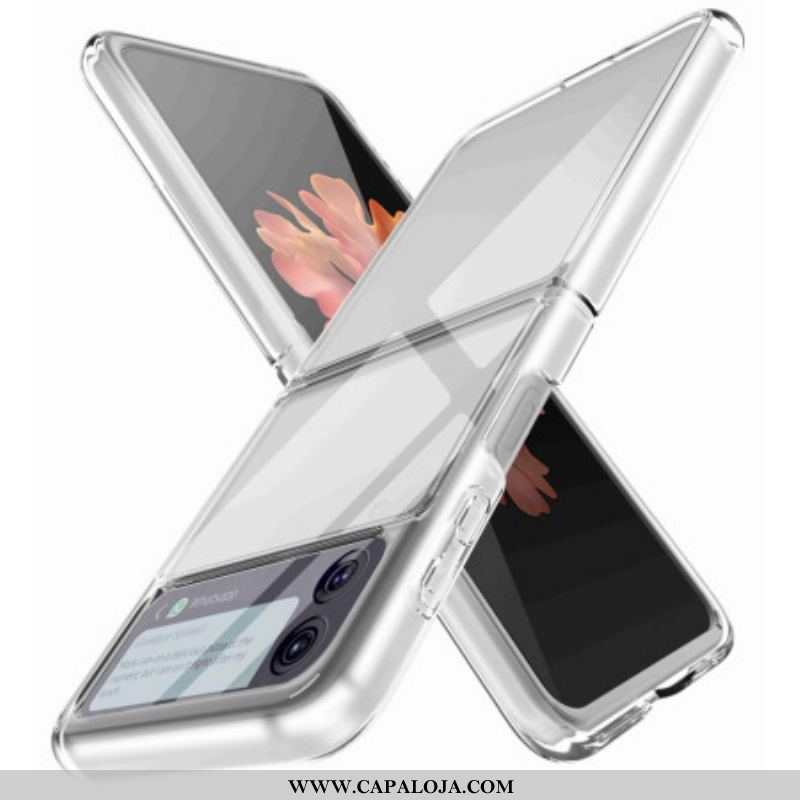 Capa Para Samsung Galaxy Z Flip 4 De Couro Antiamarelecimento Transparente