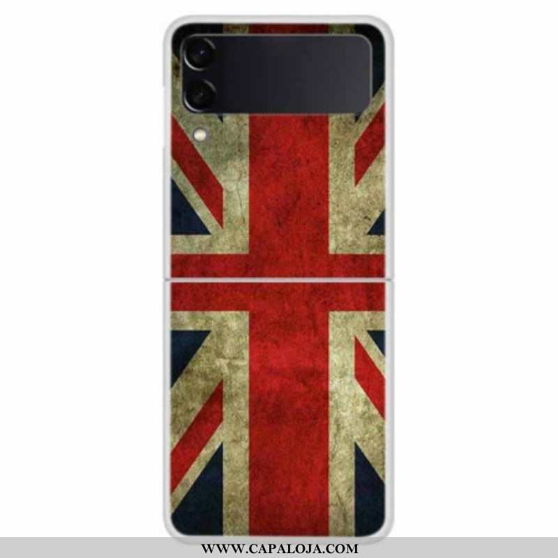 Capa Para Samsung Galaxy Z Flip 4 De Couro Bandeira Inglesa