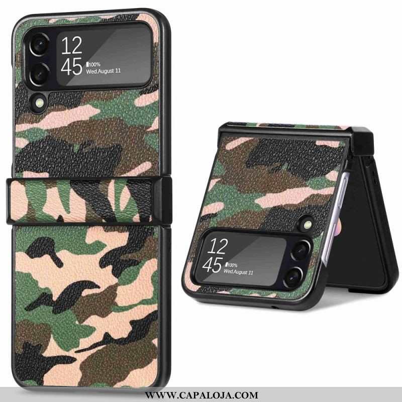 Capa Para Samsung Galaxy Z Flip 4 De Couro Camuflagem Militar