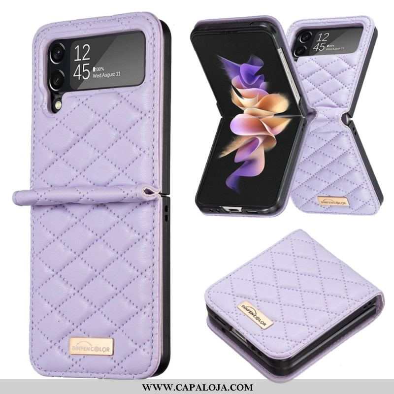 Capa Para Samsung Galaxy Z Flip 4 De Couro Cor Binfen Acolchoada