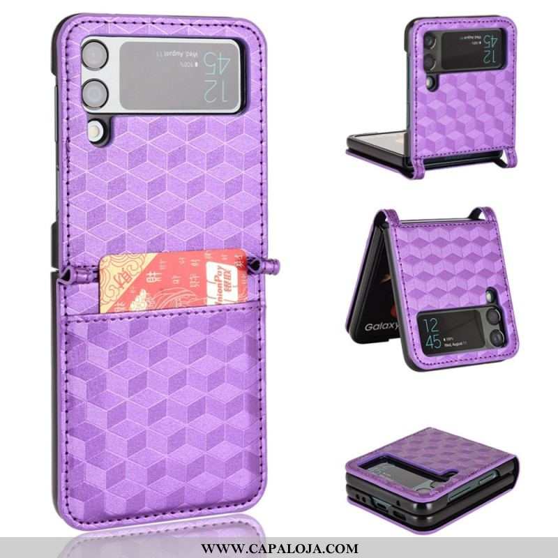 Capa Para Samsung Galaxy Z Flip 4 De Couro Cubo 3d