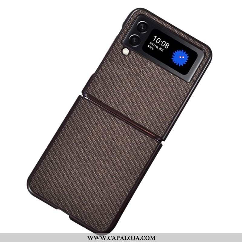 Capa Para Samsung Galaxy Z Flip 4 De Couro Efeito Grãos De Areia