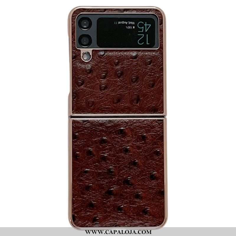 Capa Para Samsung Galaxy Z Flip 4 De Couro Estilo Avestruz