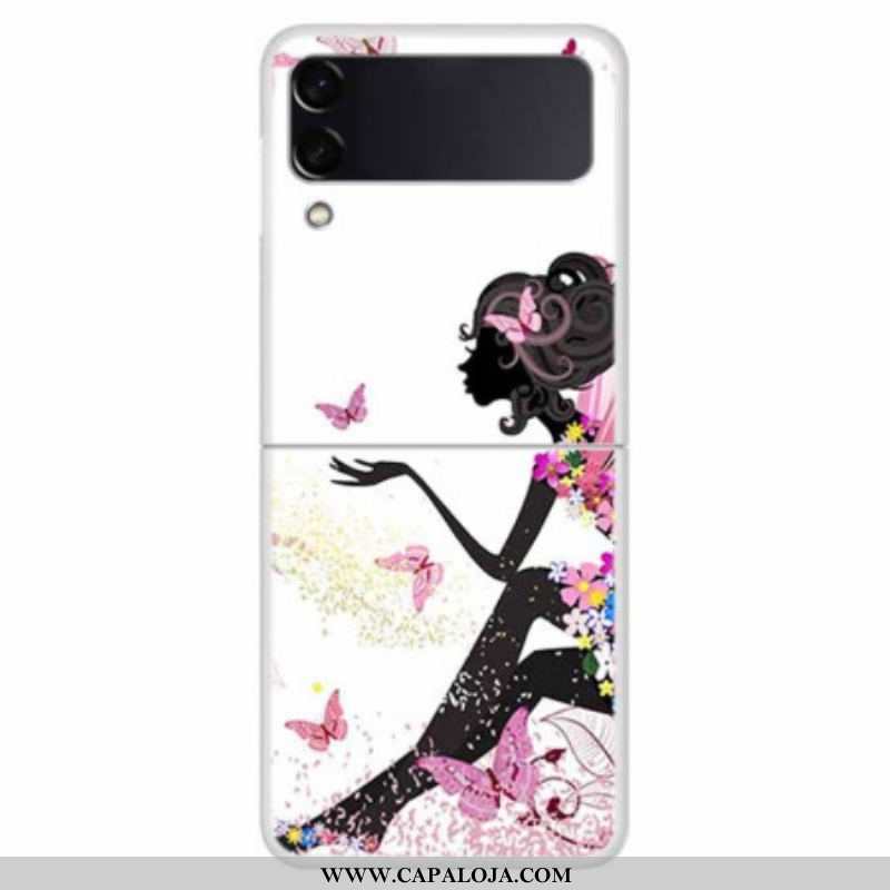 Capa Para Samsung Galaxy Z Flip 4 De Couro Flor De Fada