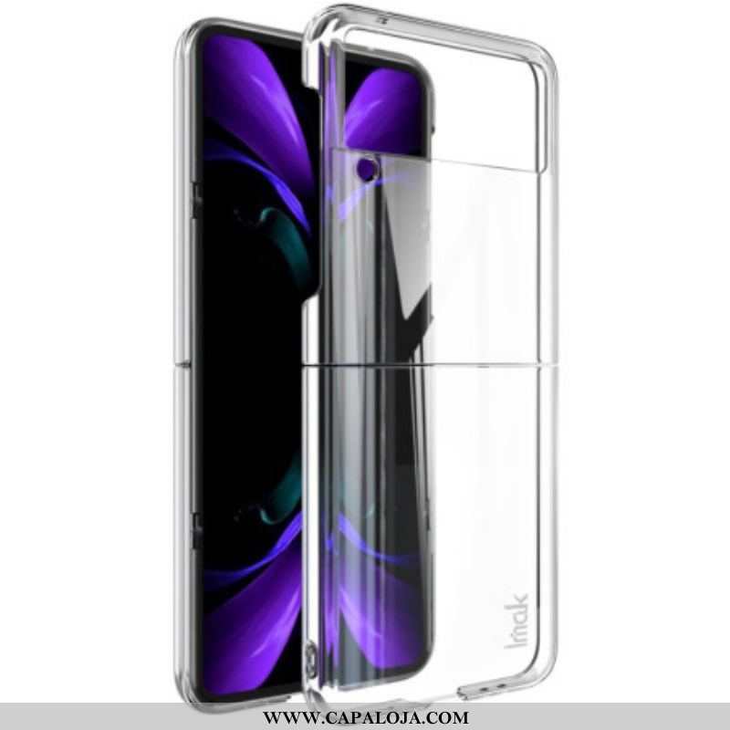 Capa Para Samsung Galaxy Z Flip 4 De Couro Imak Transparente