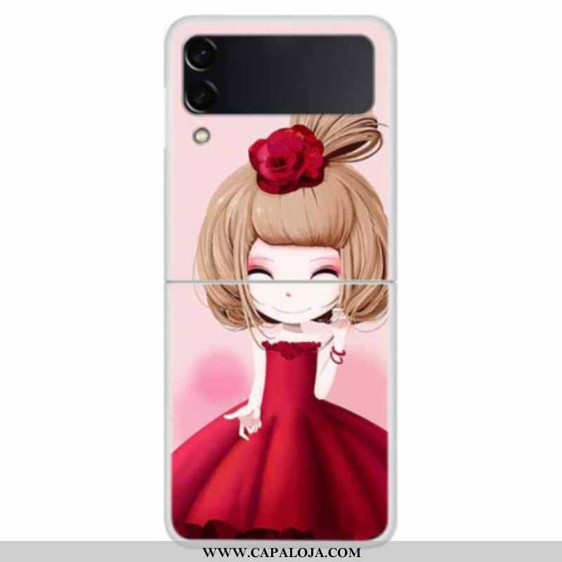 Capa Para Samsung Galaxy Z Flip 4 De Couro Lady Mangá