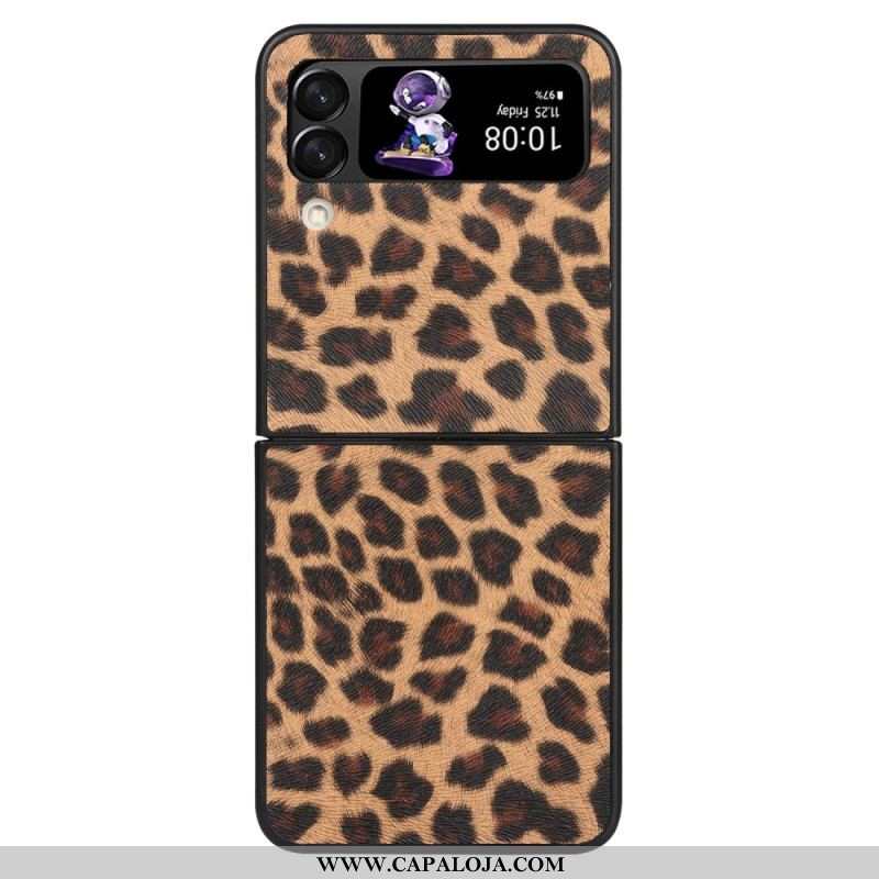 Capa Para Samsung Galaxy Z Flip 4 De Couro Leopardo