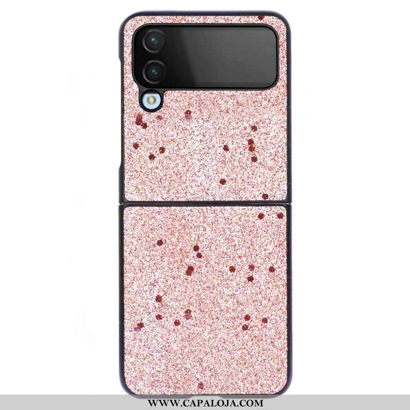 Capa Para Samsung Galaxy Z Flip 4 De Couro Pele Glitter