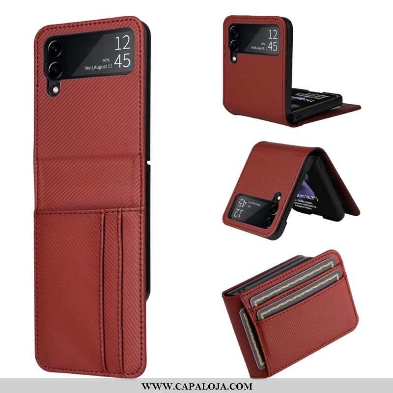 Capa Para Samsung Galaxy Z Flip 4 De Couro Porta-cartões Retrô Com Efeito De Couro