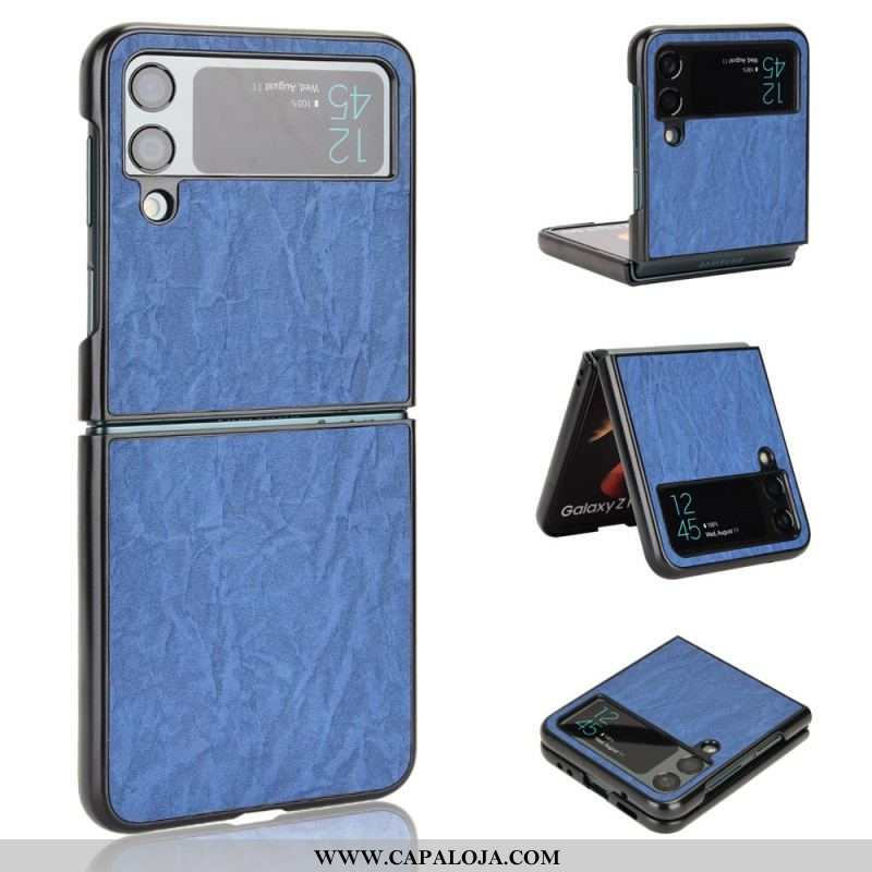 Capa Para Samsung Galaxy Z Flip 4 De Couro Suavidade Efeito Couro