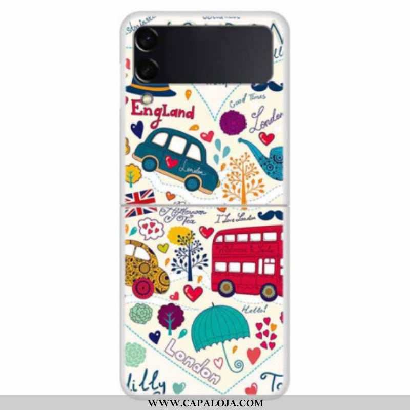 Capa Para Samsung Galaxy Z Flip 4 De Couro Vida Em Londres