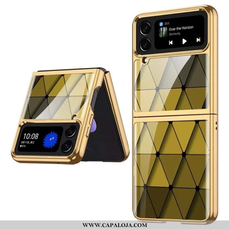 Capa Para Samsung Galaxy Z Flip 4 De Couro Vidro Temperado Arlequim Gkk