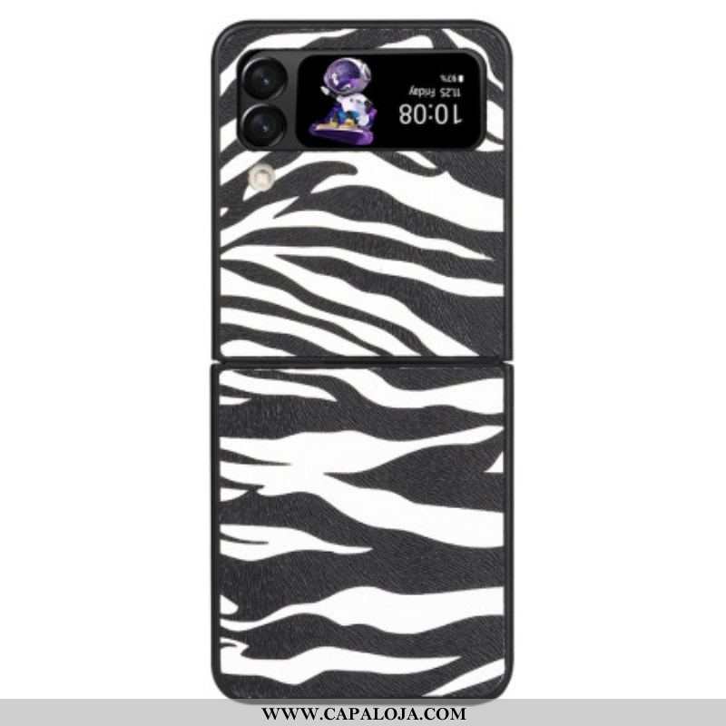 Capa Para Samsung Galaxy Z Flip 4 De Couro Zebra