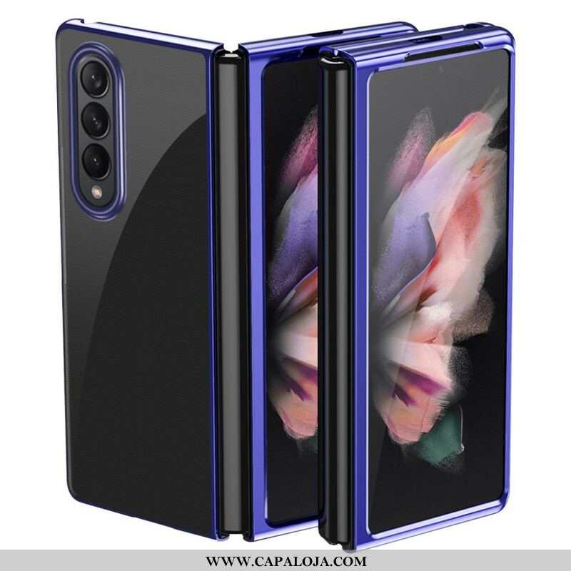 Capa Para Samsung Galaxy Z Fold 3 5G Bordas De Estilo De Metal Transparente