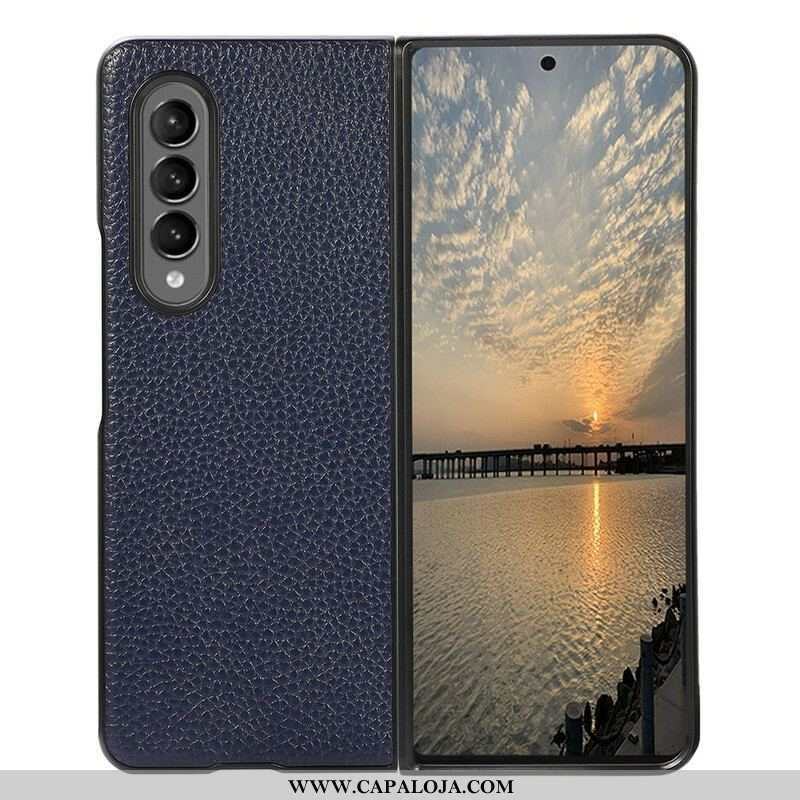 Capa Para Samsung Galaxy Z Fold 3 5G Couro Lichia Genuíno