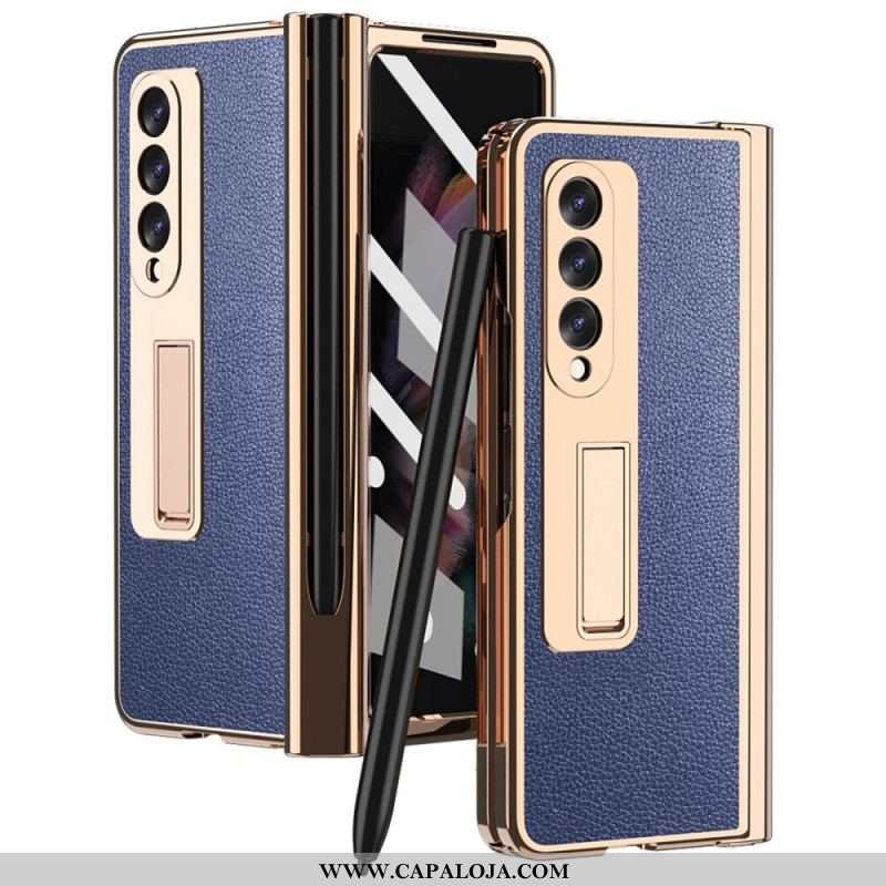 Capa Para Samsung Galaxy Z Fold 3 5G Couro Lichia Multifuncional