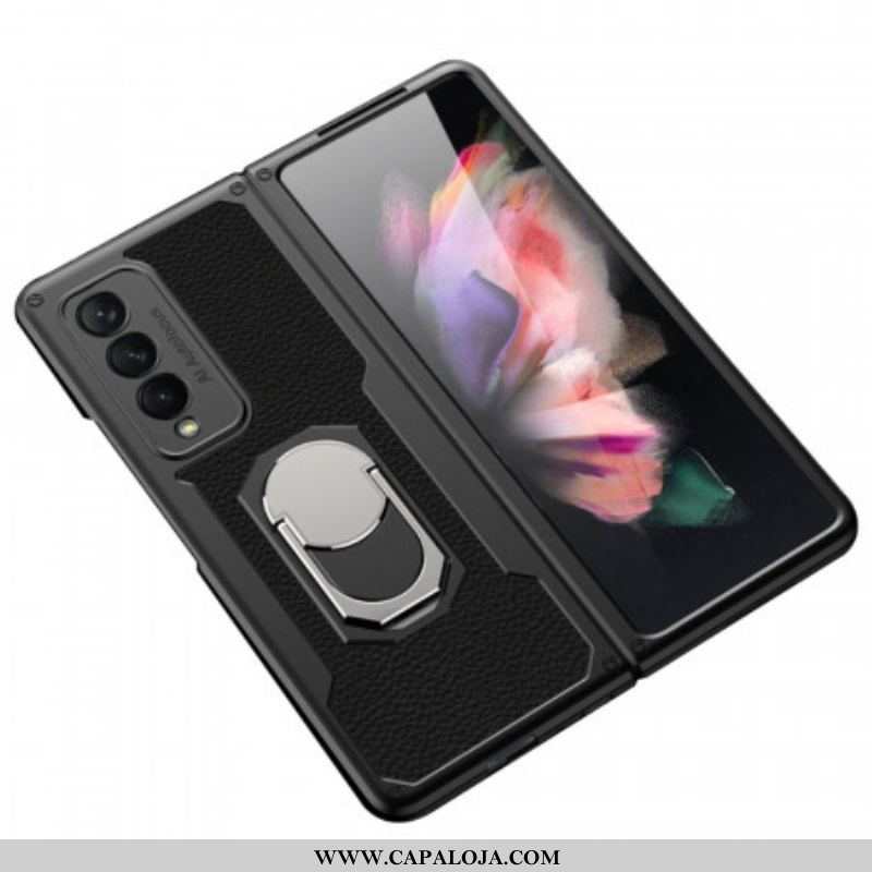 Capa Para Samsung Galaxy Z Fold 3 5G Couro Litchi Ring-suporte Gkk