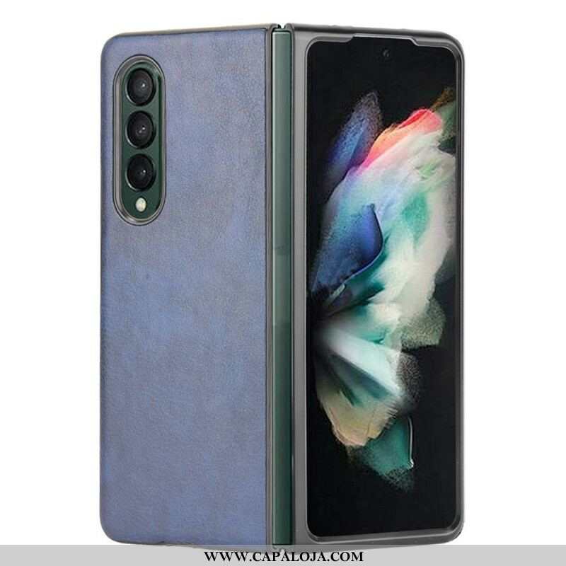 Capa Para Samsung Galaxy Z Fold 3 5G Efeito Couro Lichia