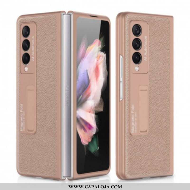 Capa Para Samsung Galaxy Z Fold 3 5G Gkk Support Litchi Leather