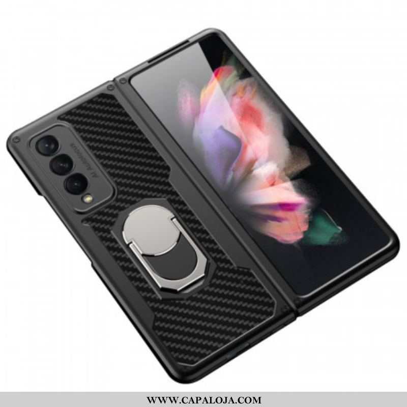 Capa Para Samsung Galaxy Z Fold 3 5G Suporte De Anel De Fibra De Carbono Gkk