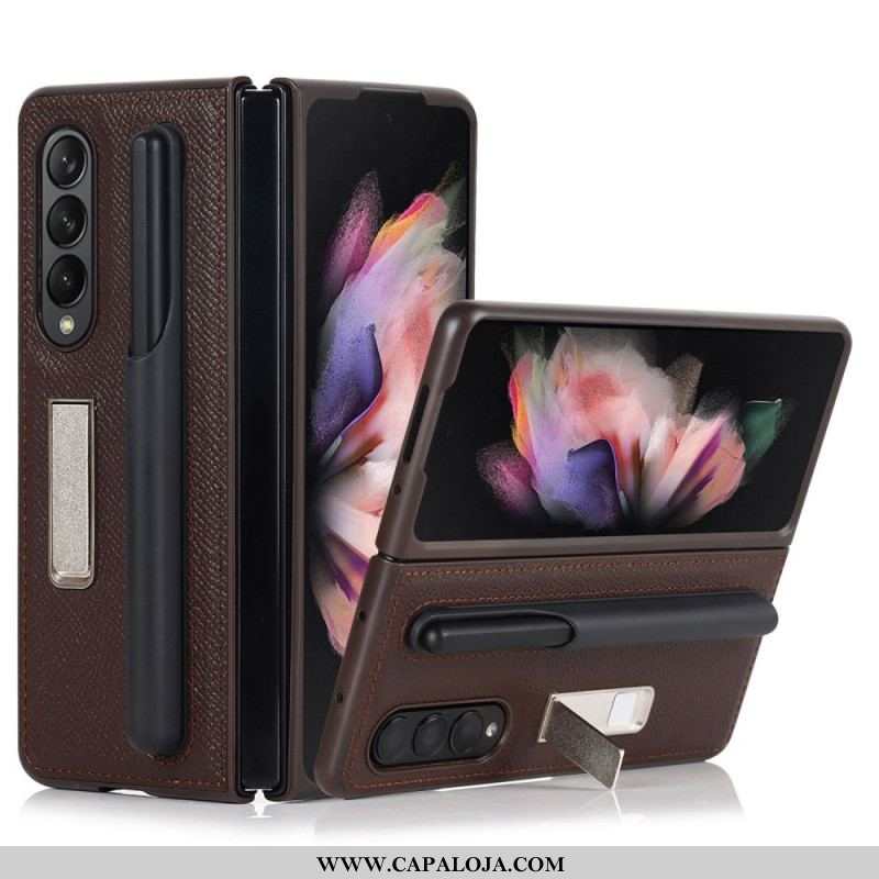 Capa Para Samsung Galaxy Z Fold 3 5G Suporte De Couro Genuíno E Suporte Para Caneta