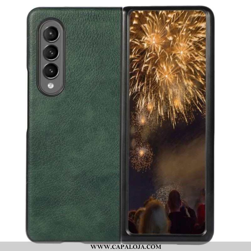 Capa Para Samsung Galaxy Z Fold 4 Couro Falso Clássico