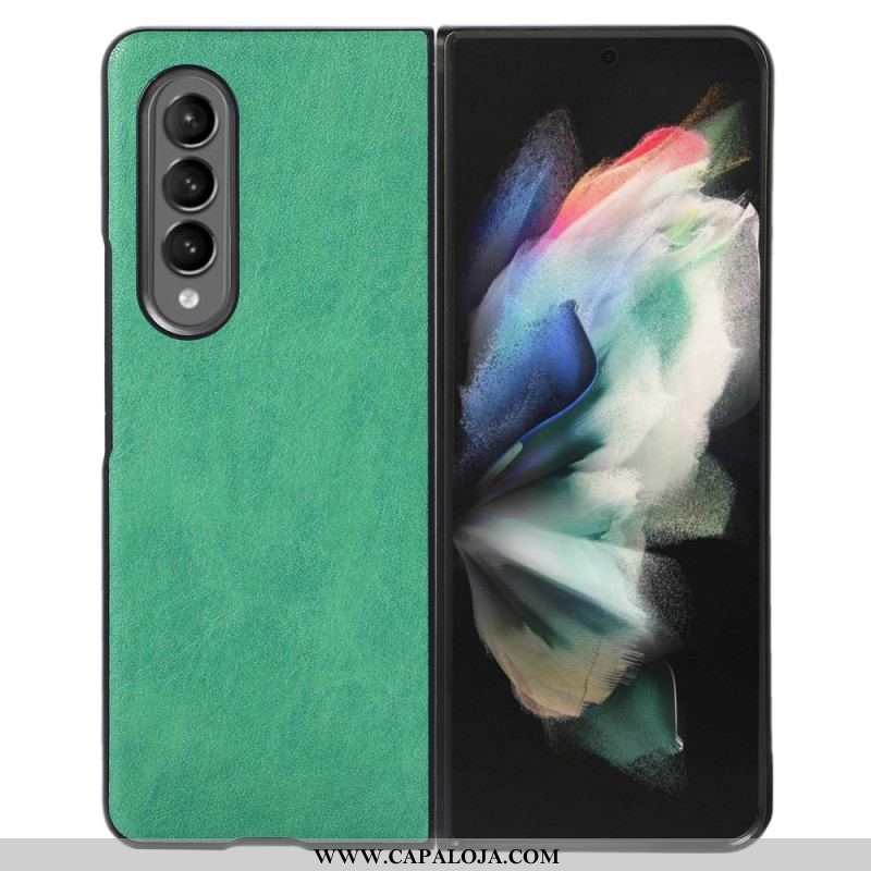 Capa Para Samsung Galaxy Z Fold 4 Couro Sintético Bicolor Texturizado