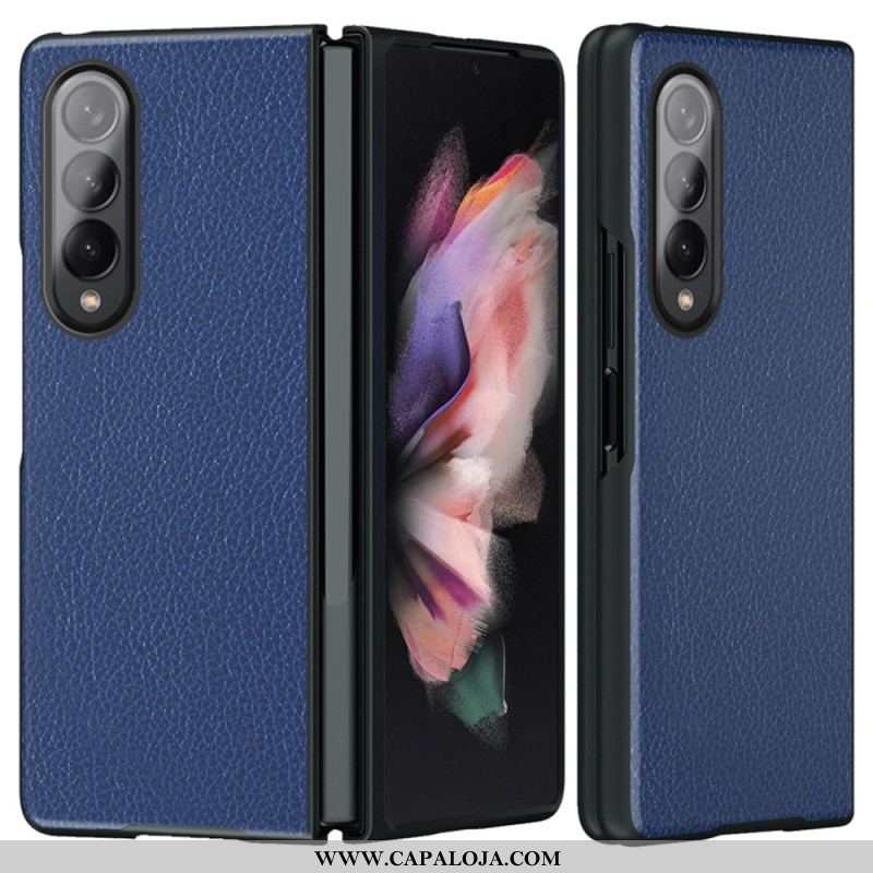 Capa Para Samsung Galaxy Z Fold 4 Couro Sintético Revestido De Lichia