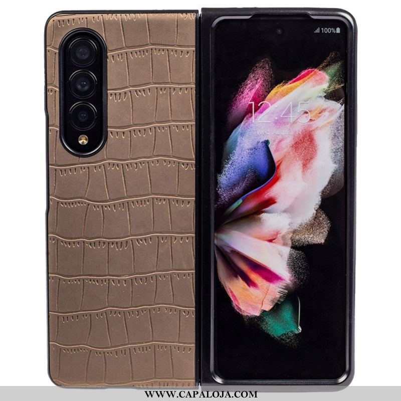 Capa Para Samsung Galaxy Z Fold 4 Crocodilo Em Relevo