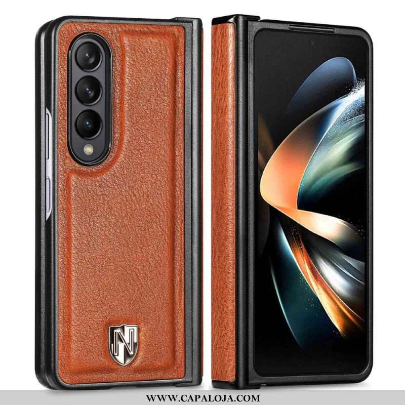 Capa Para Samsung Galaxy Z Fold 4 Patch De Couro Caseneo