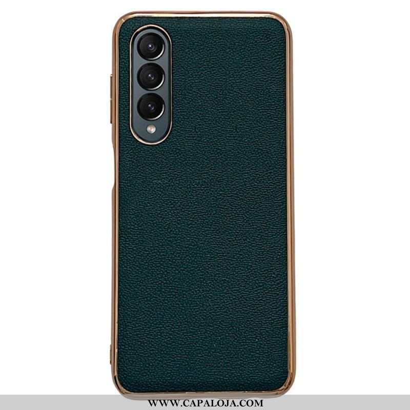 Capa Para Samsung Galaxy Z Fold 4 Pele De Bezerro Falsa